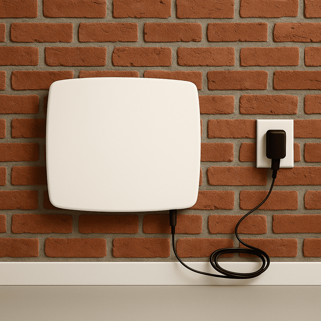 ATE Gerät an Ziegelmauer installiert – Effektive Lösung gegen aufsteigende Feuchtigkeit